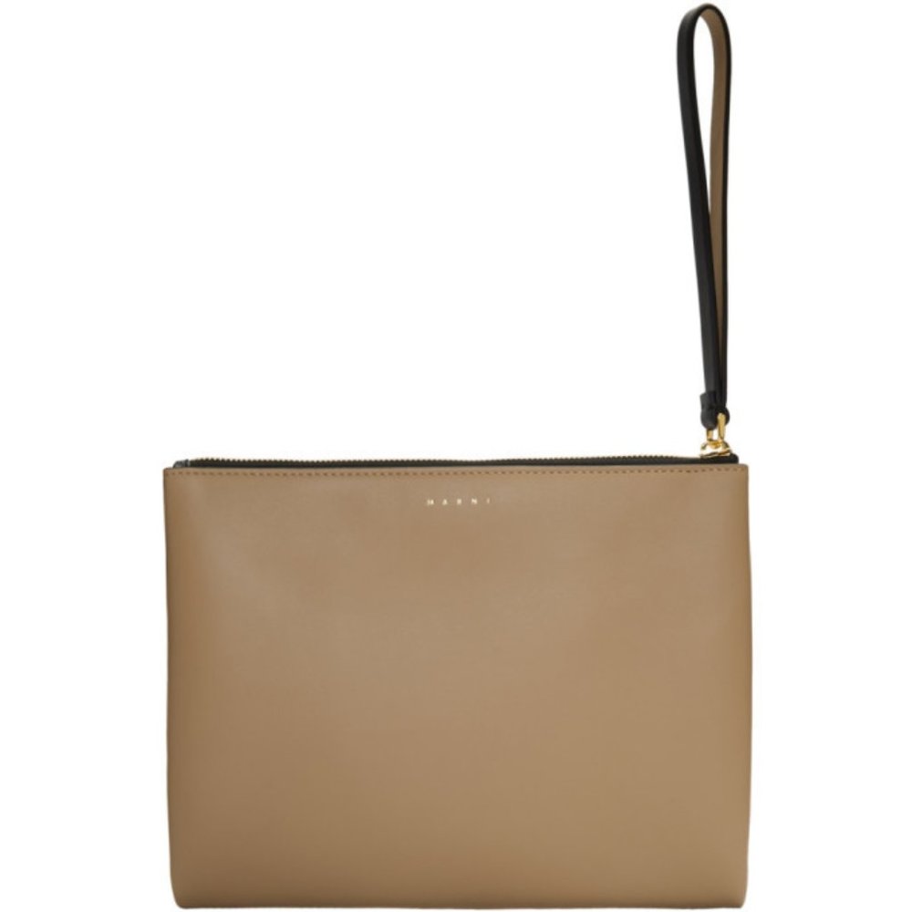 Marni Double Sided Colorblock Pouchette Leather Clutch